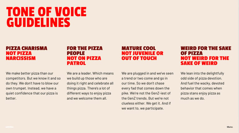 Tone of voice guidelines with four personality dimensions